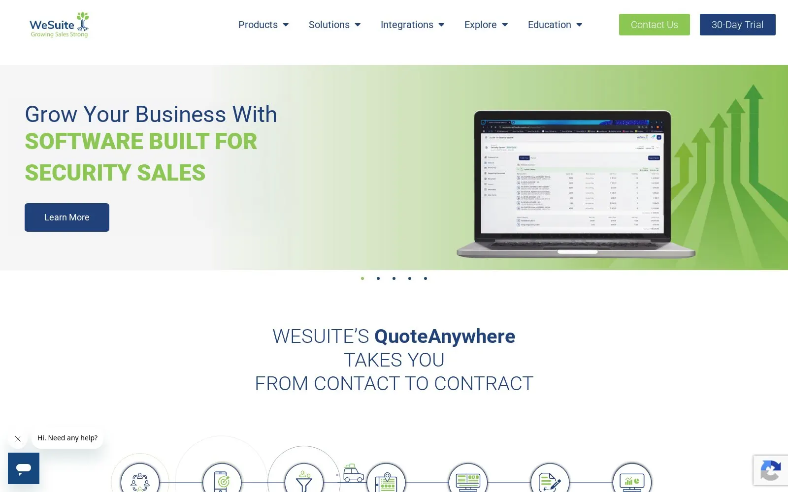 WeSuite homepage for security sales automation software